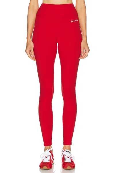 Sporty And Rich Signature Logo Legging In Sports Red