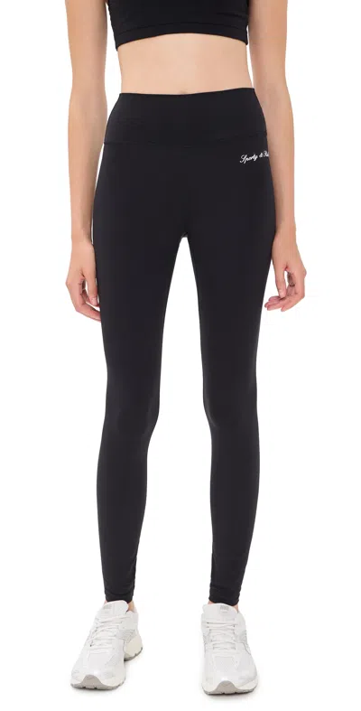 Sporty And Rich Signature Logo Leggings Black White In Multi