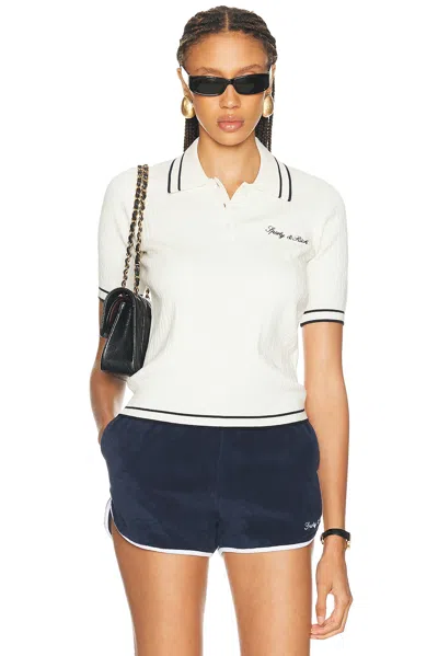 Sporty And Rich Signature Logo Mini Cable Polo Top
