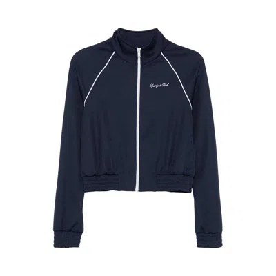 Pre-owned Sporty And Rich Sporty & Rich Signature Logo Retro Track Jacket 'dark Navy' | Blue | Women's Size M