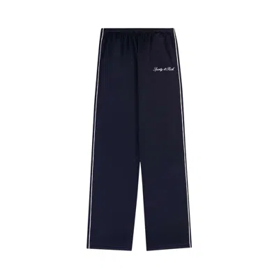 Pre-owned Sporty And Rich Sporty & Rich Signature Logo Retro Track Pants 'dark Navy' | Blue | Women's Size S