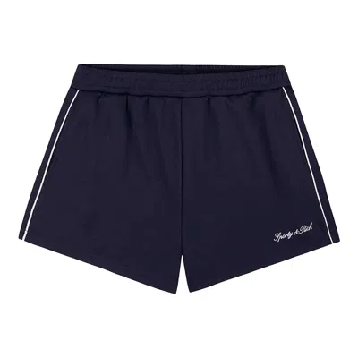 Pre-owned Sporty And Rich Sporty & Rich Signature Logo Retro Track Shorts 'dark Navy' | Blue | Women's Size L