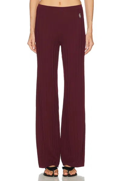 Sporty And Rich Signature Logo Ribbed Pant In Red