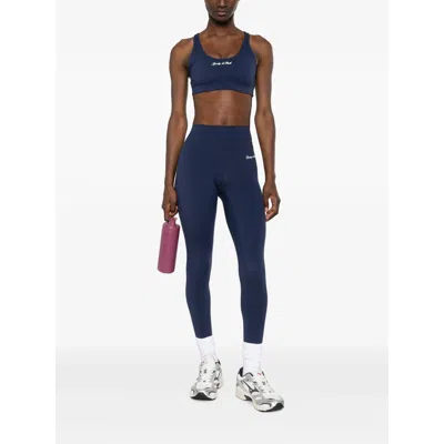 Sporty And Rich Signature Logo Sports Bra In Blue