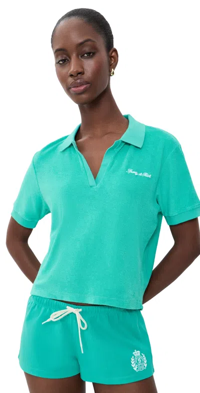 Sporty And Rich Signature Logo Terry Polo Amalfi Green White