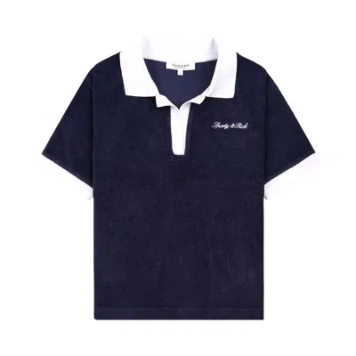 Pre-owned Sporty And Rich Sporty & Rich Signature Logo Terry Polo 'dark Navy/white' | Blue | Women's Size M