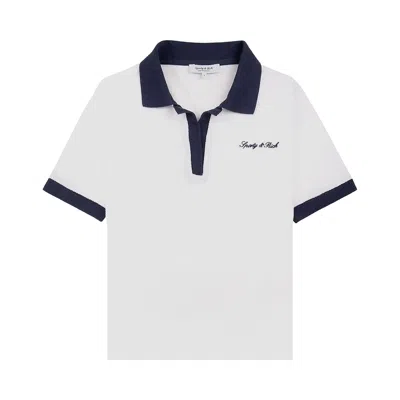 Pre-owned Sporty And Rich Sporty & Rich Signature Logo Terry Polo 'white/dark Navy' | Women's Size M