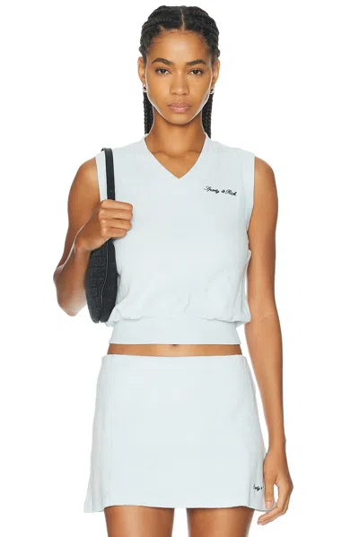 Sporty And Rich Signature Logo Terry Sweater Vest In Blue