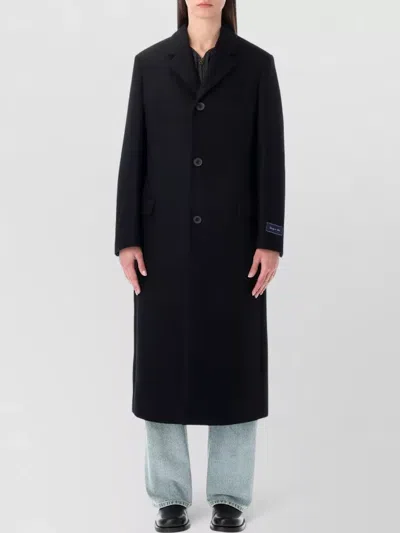 Sporty And Rich Signature Logo Wool Long Coat In Black