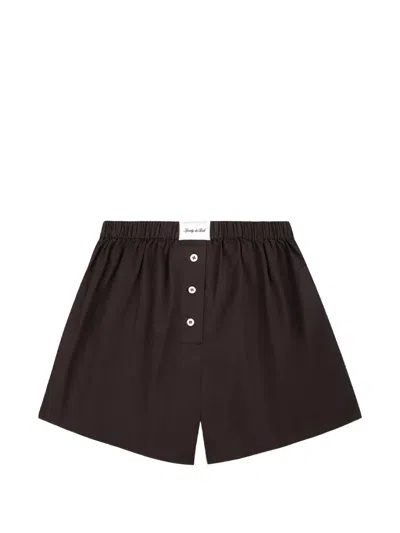 Sporty And Rich Signature Logo-patch Button-detail Shorts In Black