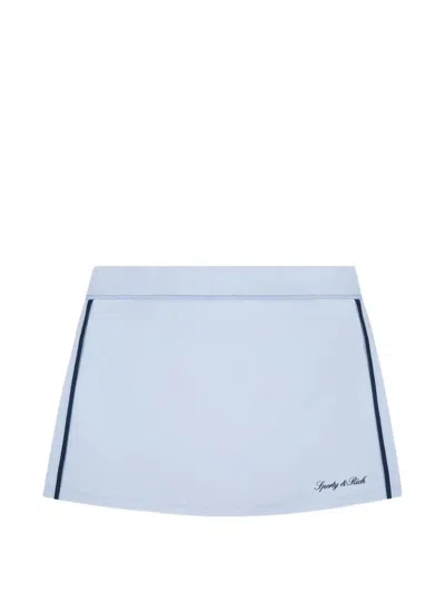 Sporty And Rich Signature Logo-print Side-stripe Court Mini Skirt In Blue