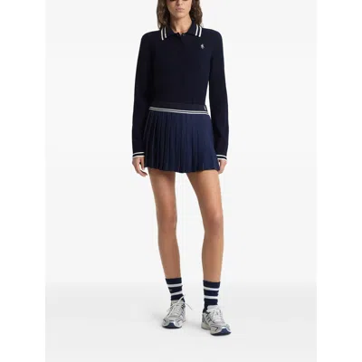 Sporty And Rich Pleated Mini Skirt In Blue