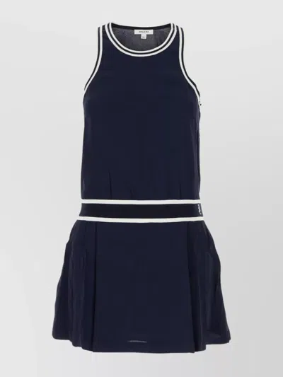 Sporty And Rich Sleeveless Pleated Skirt Dress With Round Neckline In Multi