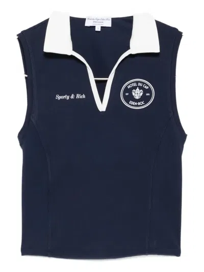 Sporty And Rich Sleeveless Polo Top In Blue