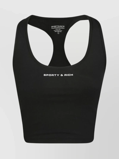 Sporty And Rich Sleeveless Racerback Crop Top Design In Black