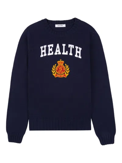 Sporty And Rich Slogan-intarsia Jumper In Navy