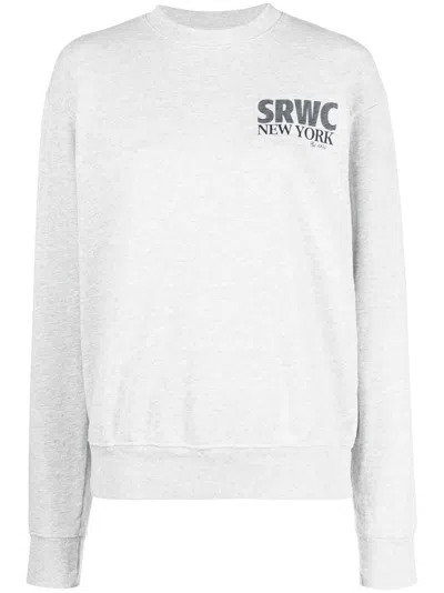 Sporty And Rich Slogan-print Cotton-blend Sweatshirt In Grau