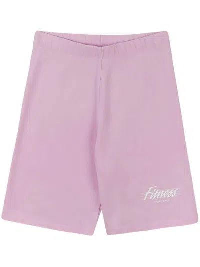 Sporty And Rich Slogan-print Jersey Cycling Shorts In Pink