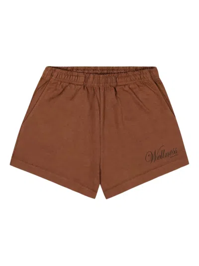 Sporty And Rich Soho Disco Elasticated Waist Shorts In Brown