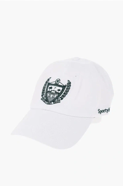 Sporty And Rich Solid Color Cap With Contrasting Embroidery In White