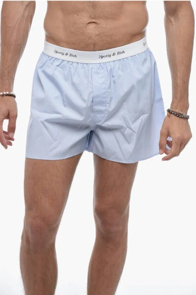 Sporty And Rich Solid Color Cassie Unisex Shorts With Logoed Elastic Band
