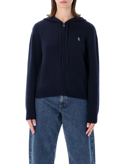 Sporty And Rich Sporty & Rich Sporty&rich Cashmere Navy Zip Hoodie In Blue