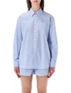 Sporty And Rich Oversized Button Down Top In Blue