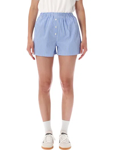 Sporty And Rich Sporty & Rich Sporty High-waisted Shorts In Blue Striped