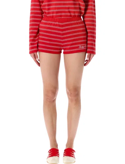 Sporty And Rich Sporty & Rich Sporty Mini Shorts For Women In Ruby White