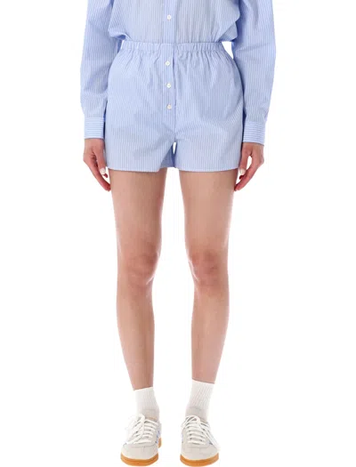Sporty And Rich Sporty & Rich Sporty Mini Stripe Shorts For Women In Light Blue Stripe