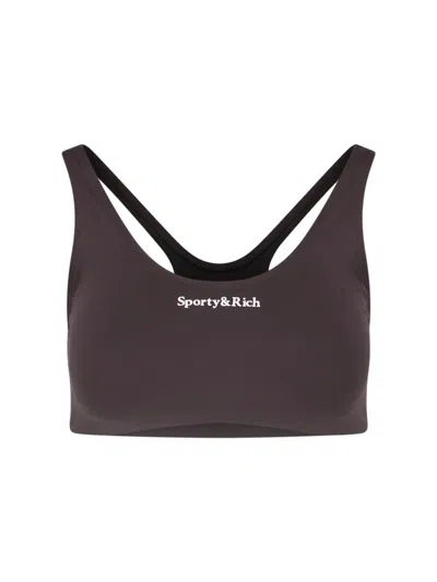 Sporty And Rich Sporty & Rich Sporty Ribbed Stretch Bralette Top In Brown