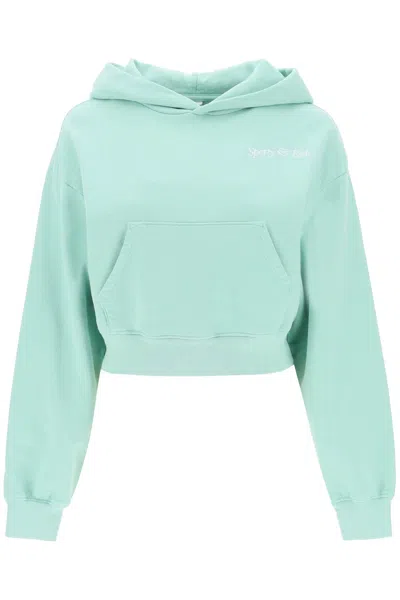Sporty And Rich Sporty Rich 'italic Logo' Cropped Hoodie In Green