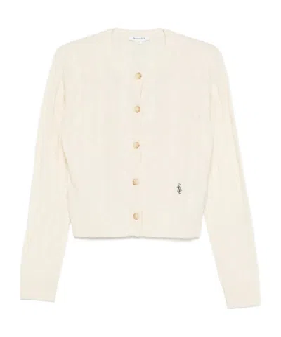 Sporty And Rich Sporty  Rich Logo Detailed Knitted Cardigan In White