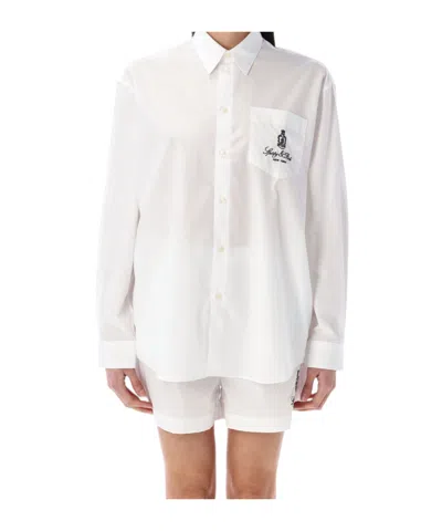 SPORTY AND RICH SPORTY  RICH LOGO DETAILED LONG-SLEEVED SHIRT