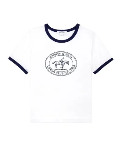 SPORTY AND RICH SPORTY  RICH LOGO PRINTED CREWNECK T-SHIRT