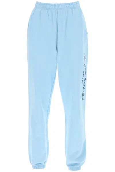 Sporty And Rich Sporty Rich 'ny Health Club' Flocked Sweatpants In Light Blue