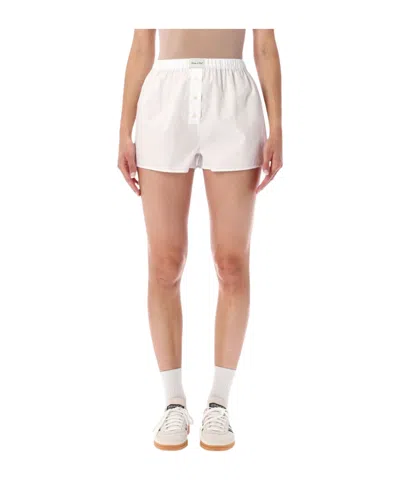 Sporty And Rich Sporty  Rich Signature Poplin Boxer Shorts In White