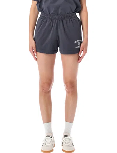 Sporty And Rich Sporty & Rich Sporty Zip-front Mini Shorts For Women, Fall/winter 2026 In Carbon Choco