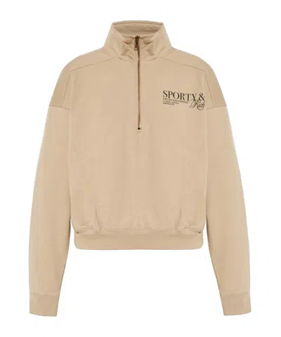 Sporty And Rich Sr Initiative Cotton Sweatshirt In Nude