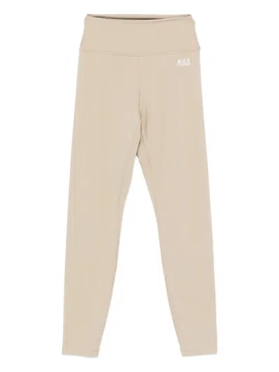 Sporty And Rich Sr Logo-print Performance Leggings In Neutral
