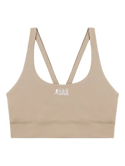 Sporty And Rich Sr Runner Sports Bra In Elephant & White