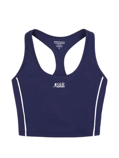 Sporty And Rich Sr Runner Sports Crop Tank Top In Blue