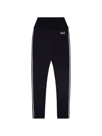 Sporty And Rich Sr Runner Striped Leggings In Black