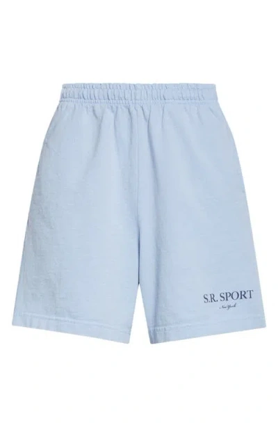 Sporty And Rich Sporty & Rich Sr Sport Cotton Gym Shorts In Washed Hydrangea