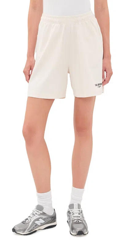 Sporty And Rich Sr Sport Embroidered Gym Shorts Ecru Cioco In White