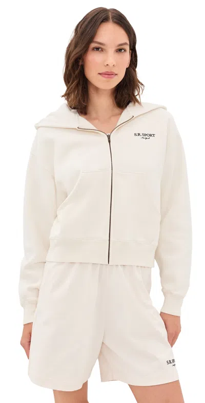 Sporty And Rich Sr Sport Embroidered Zip Hoodie Ecru Cioco In Neutral