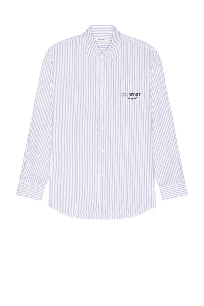 Sporty And Rich S.r. Sport Oversized Shirt In White & Navy