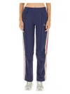 Sporty And Rich Brandie Embroidered Cotton-velour Track Pants In Blue