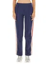 Sporty And Rich Brandie Embroidered Cotton-velour Track Pants In Blue
