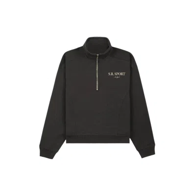 Sporty And Rich S.r. Sport Quarter Zip In Faded Black